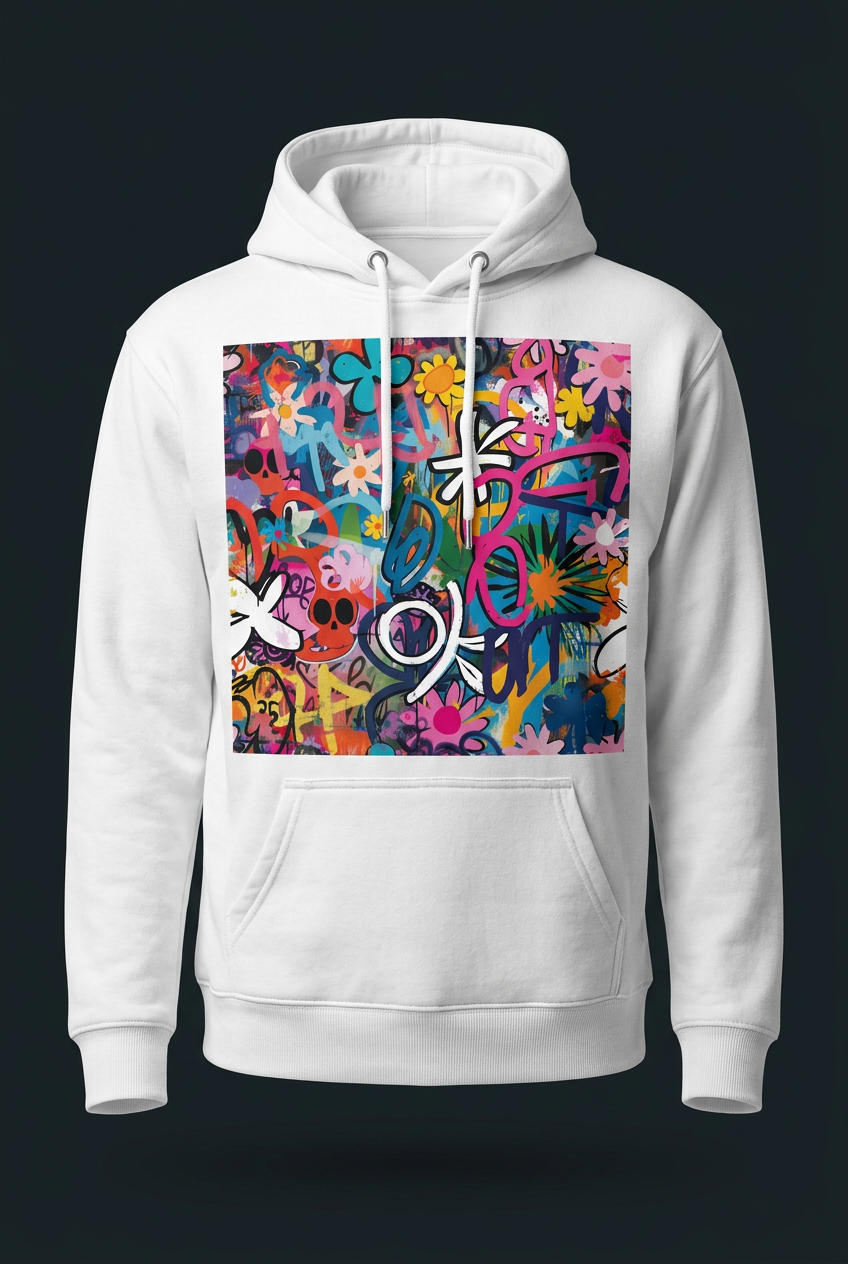 White Graffiti Hoodie